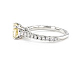 Cushion Cut Yellow And Round White Lab-Grown Diamond 14kt White Gold Solitaire Ring 2.00ctw
