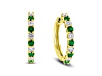 1.35ctw Emerald and Diamond Hoop Earrings in 14k Yellow Gold