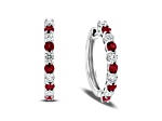 1.35ctw Ruby and Diamond Hoop Earrings in 14k White Gold