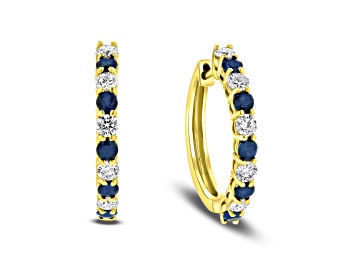 Picture of 1.35ctw Sapphire and Diamond Hoop Earrings in 14k Yellow Gold