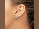 Rhodium Over 14k White Gold Diamond Anchor Stud Earrings