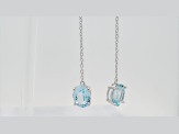 Aquamarine and CZ 3.16 Ctw Oval Rhodium Over Sterling Silver 3.16 Ctw Dangle Earrings Jewelry