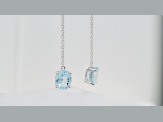 Aquamarine and CZ 3.16 Ctw Oval Rhodium Over Sterling Silver 3.16 Ctw Dangle Earrings Jewelry