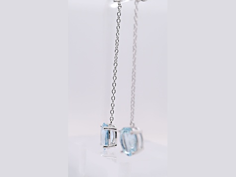 Aquamarine and CZ 3.16 Ctw Oval Rhodium Over Sterling Silver 3.16 Ctw Dangle Earrings Jewelry