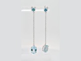Aquamarine and CZ 3.16 Ctw Oval Rhodium Over Sterling Silver 3.16 Ctw Dangle Earrings Jewelry