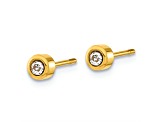 Stainless Steel Polished Yellow IP-plated Crystal Earrings