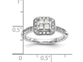 Rhodium Over 14K White Gold Diamond Cluster Engagement Ring 0.60ctw