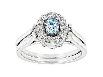 Picture of Blue And White Lab-Grown Diamond 14kt White Gold Reversible Ring 1.00ctw