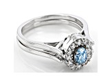 Blue And White Lab-Grown Diamond 14kt White Gold Reversible Ring 1.00ctw