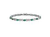 Rhodium Over 14k White Gold Diamond and Emerald Infinity Bracelet