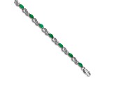 Rhodium Over 14k White Gold Diamond and Emerald Infinity Bracelet