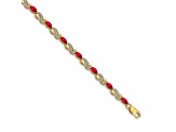 14k Yellow Gold and Rhodium Over 14k Yellow Gold Diamond and Ruby Infinity Bracelet