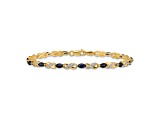 14k Yellow Gold and Rhodium Over 14k Yellow Gold Diamond and Sapphire Infinity Bracelet