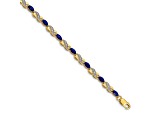 14k Yellow Gold and Rhodium Over 14k Yellow Gold Diamond and Sapphire Infinity Bracelet