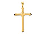 14k Yellow Gold Polished and Textured with Black Onyx Cross Pendant