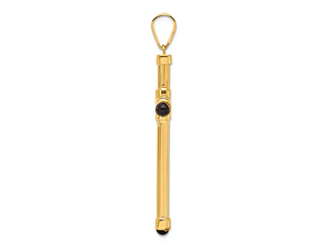 14k Yellow Gold Polished and Textured with Black Onyx Cross Pendant