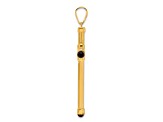 14k Yellow Gold Polished and Textured with Black Onyx Cross Pendant