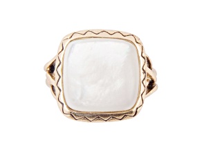 Barse Jewelry White Mother-of-Pearl Gold Tone Ring