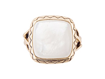 Picture of Barse Jewelry White Mother-of-Pearl Gold Tone Ring