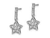 Rhodium Over 14k White Gold Diamond Star Dangle Earrings