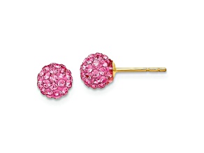 14k Yellow Gold Rose Crystal 6mm Stud Earrings