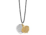 Sterling Silver and 24k Yellow Gold Dipped Double Aspen Leaf 20 Inch Leather Cord Necklace