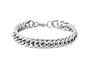 Invicta Jewelry Men's Double Curb Steel Chain Bracelet (10mm) - 8"