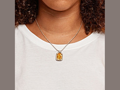 Citrine and White Topaz 18k Yellow Gold Over Sterling Silver Solitaire Pendant with Chain 10.75ctw