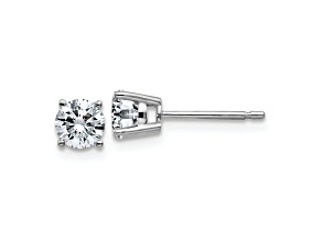 Rhodium Over 14K White Gold 3/4ct. 4.5mm Round J-K Color Moissanite Earrings