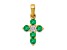 14k Yellow Gold and Rhodium Over 14k Yellow Gold Emerald and Diamond Cross Pendant