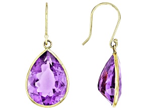Purple Amethyst 14k Yellow Gold Dangle Earrings 15.00ctw