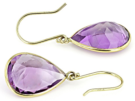 Purple Amethyst 14k Yellow Gold Dangle Earrings 15.00ctw