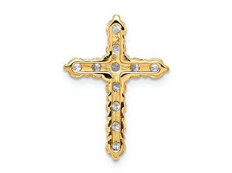 14k Yellow Gold Diamond Cross Chain Slide Pendant