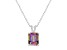 10x8mm Emerald Cut Mystic Topaz With Diamond Accents Rhodium Over Sterling Silver Pendant with Chain