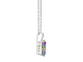 10x8mm Emerald Cut Mystic Topaz With Diamond Accents Rhodium Over Sterling Silver Pendant with Chain