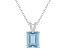 10x8mm Emerald Cut Sky Blue Topaz With Diamond Accents Rhodium Over Sterling Silver Pendant w/ Chain