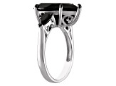 Sterling Silver Pear Shape Black Spinel Ring 7.0ctw