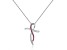 Round Ruby and White Sapphire Sterling Silver Cross Pendant With Chain