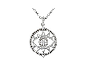 Judith Ripka Rhodium Over Sterling Silver Evil Eye Necklace with White Topaz Accents
