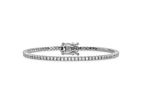 Rhodium Over Sterling Silver Polished Cubic Zirconia Tennis Bracelet
