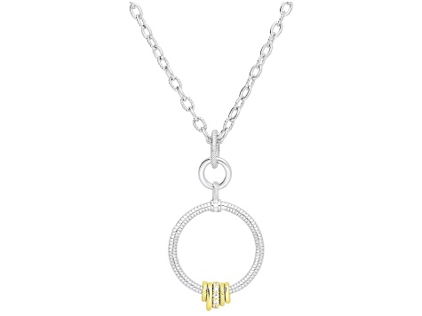 Judith Ripka 0.55ctw Bella Luce® 14k Gold Clad And Rhodium Over Sterling Silver Dangle Necklace