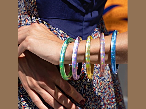 Acrylic Rave Slip On Bangle Bracelet in Red - 145YPA | JTV