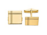 14K Yellow Gold Men's Square with Line Design Cuff Links