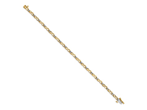 14k Yellow Gold and 14k White Gold with Rhodium over 14k Yellow Gold Diamond Figure 8 Link Bracelet
