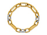 18K Yellow Gold with White Rhodium Diamond Oval 8-inch Bracelet 0.64ctw