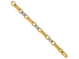 18K Yellow Gold with White Rhodium Diamond Oval 8-inch Bracelet 0.64ctw