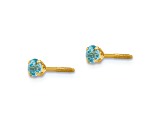 14k Yellow Gold 3mm Children's Blue Zircon Stud Earrings