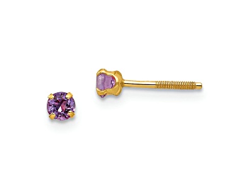 Picture of 14k Yellow Gold Children's 3mm Amethyst Simulant Stud Earrings
