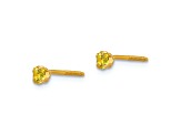 14k Yellow Gold Children's 3mm Citrine Simulant Stud Earrings