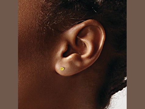 14k Yellow Gold Children's 3mm Citrine Simulant Stud Earrings